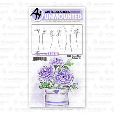 Art Impressions Watercolor Journals Stamps - Long Stem Foliage